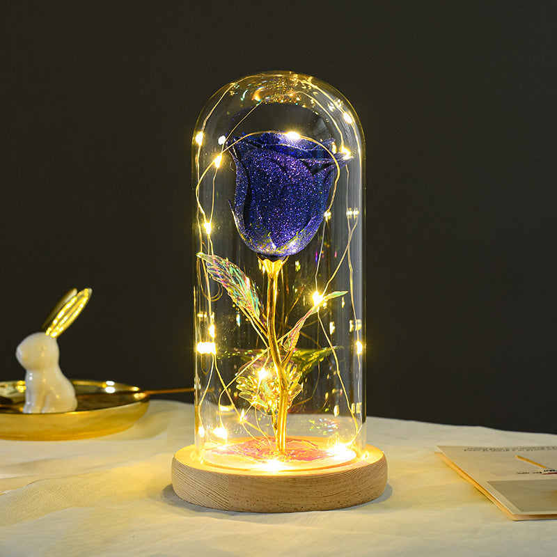 Valentines Day Gift  For Girlfriend Eternal Rose Flowers LED Light In Glass Cover Day Wedding Decoration Favors Mother Day Female Gift
