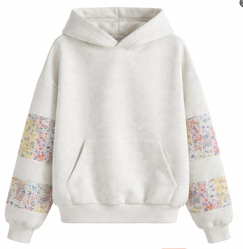 Womens Gray Patterned Pullover Hoodie Top